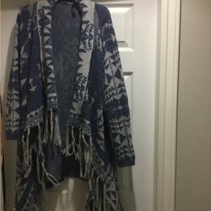 Long Blue & White Aztec Sweater, L/XL